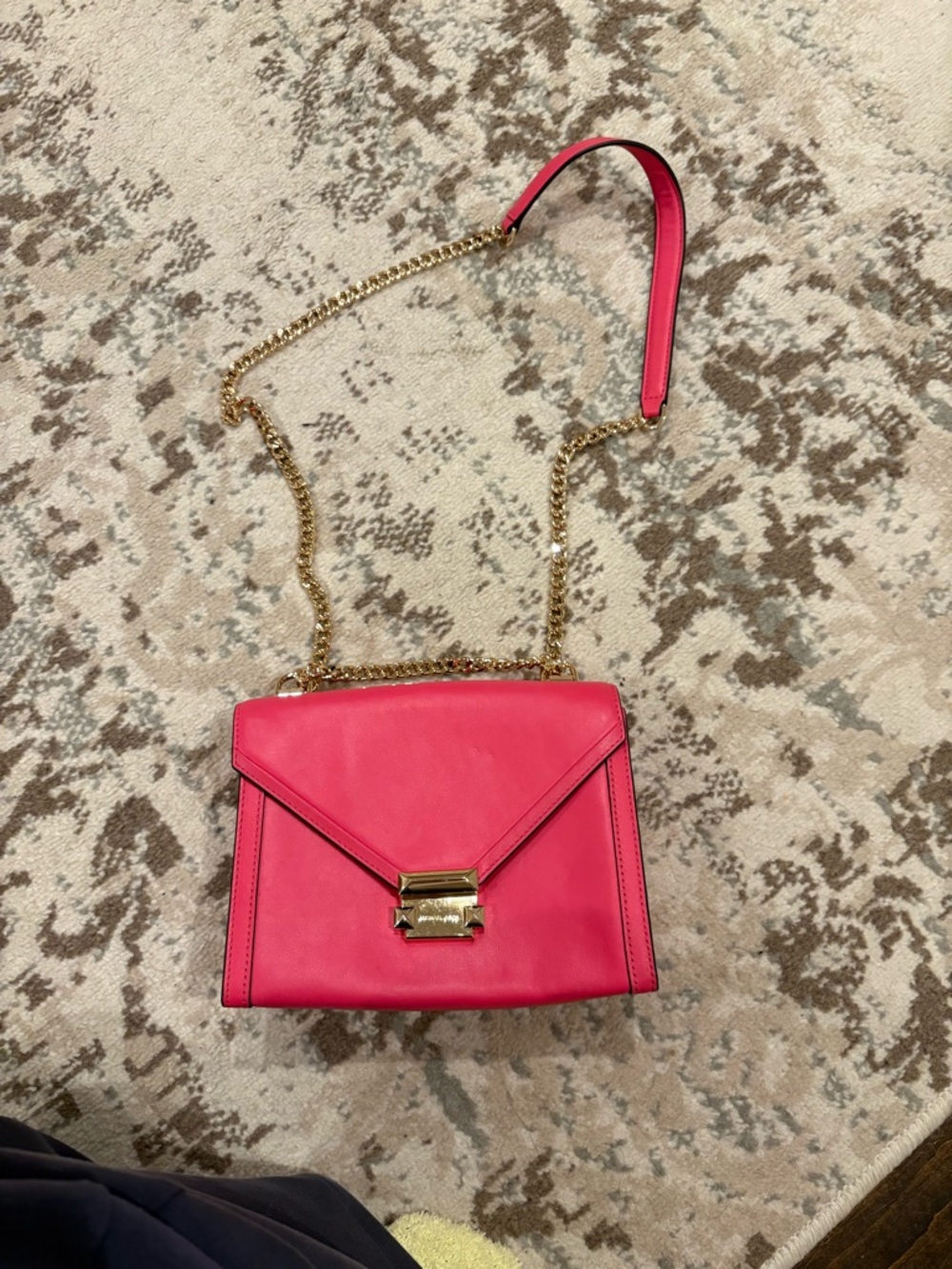 Michael Kors Pink Leather Crossbody with Gold Chain